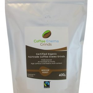 Medium Roast Organic Fairtrade Air roasted Coffee Enema Grinds Front Label