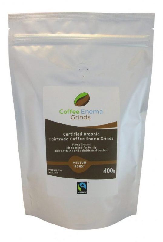 Medium Roast Organic Fairtrade Air roasted Coffee Enema Grinds Front Label