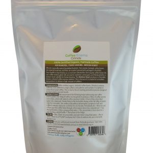 Medium Roast - Organic Fairtrade Coffee Enema Grinds Back Label - James Health 1000 Plus
